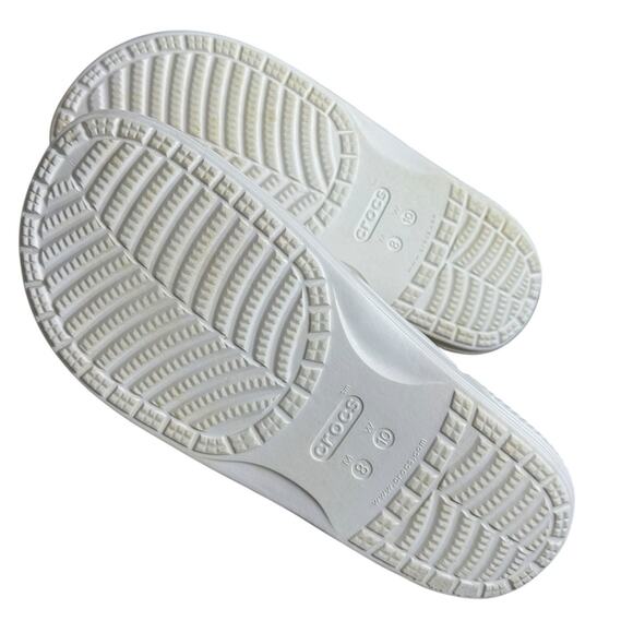 Crocs Classic 206761 Two Strap Sandals Waterproof Slides White Mens 8 Womens 10 - Picture 7 of 7